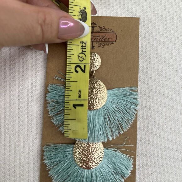 Plunder Design Posse Gold And Blue Tassel Earrings Brand New Women’s Jewelry - Picture 5 of 5